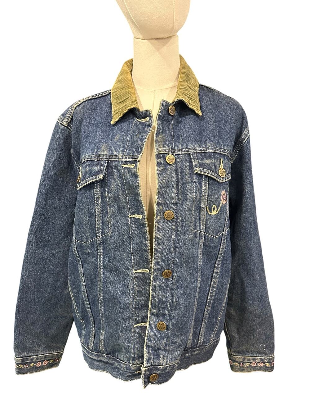 Vintage 90s Disney Pooh Eeyore Embroidered Denim Jacket Cottagecore M Artsy